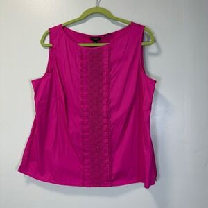 Talbots Woman Petites Pink Sleeveless Crochet Lace Front Top Shell 16WP NEW